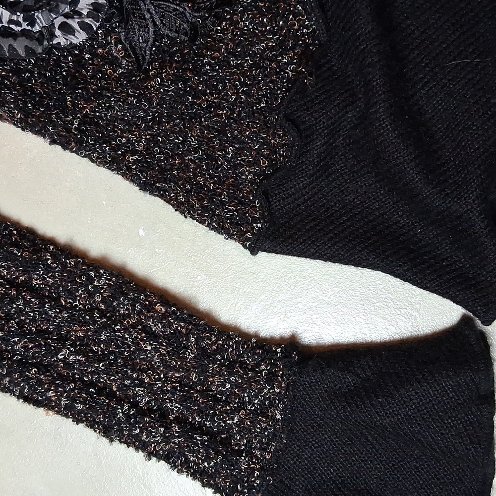 Forla Paris Cardigan Fur  Whimsical Leopard Print Seqin Floral M - Picture 2 of 14